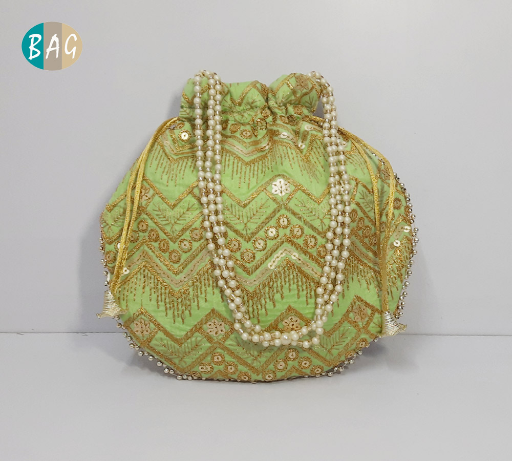 Indian Ethnic Women Potli Bags Return Gift for Bride Stylish Embroidery  Pearl Purse Ideal for Wedding.(H*L 9*x 9.5 Inch): Handbags: Amazon.com