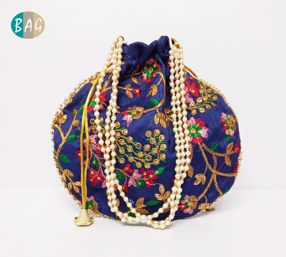 Indian Srinath Ji God Tradtional Zardosi Work Beaded Potli Bag For  Puja,Wedding Festival Handbags Multi Hand Work Handbag Women's Purse in  Jaipur at best price by Shubham's Zari Gota Emporium - Justdial