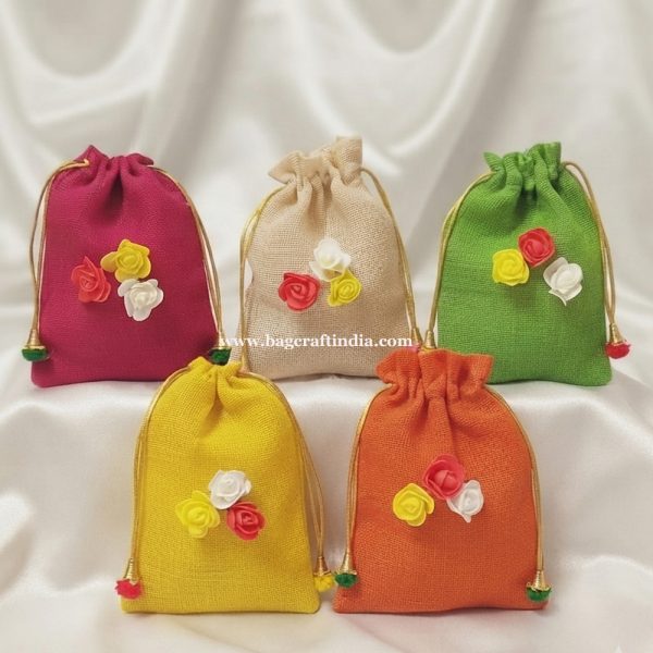 Coloured Jute Pouch