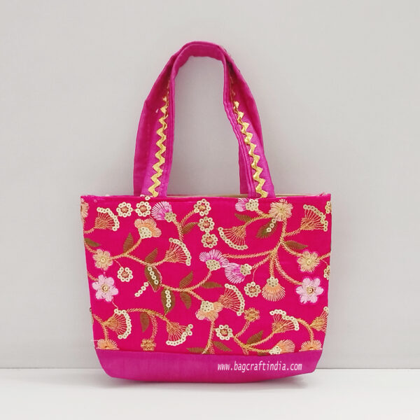 Silk Brocade Purse with Gota Work