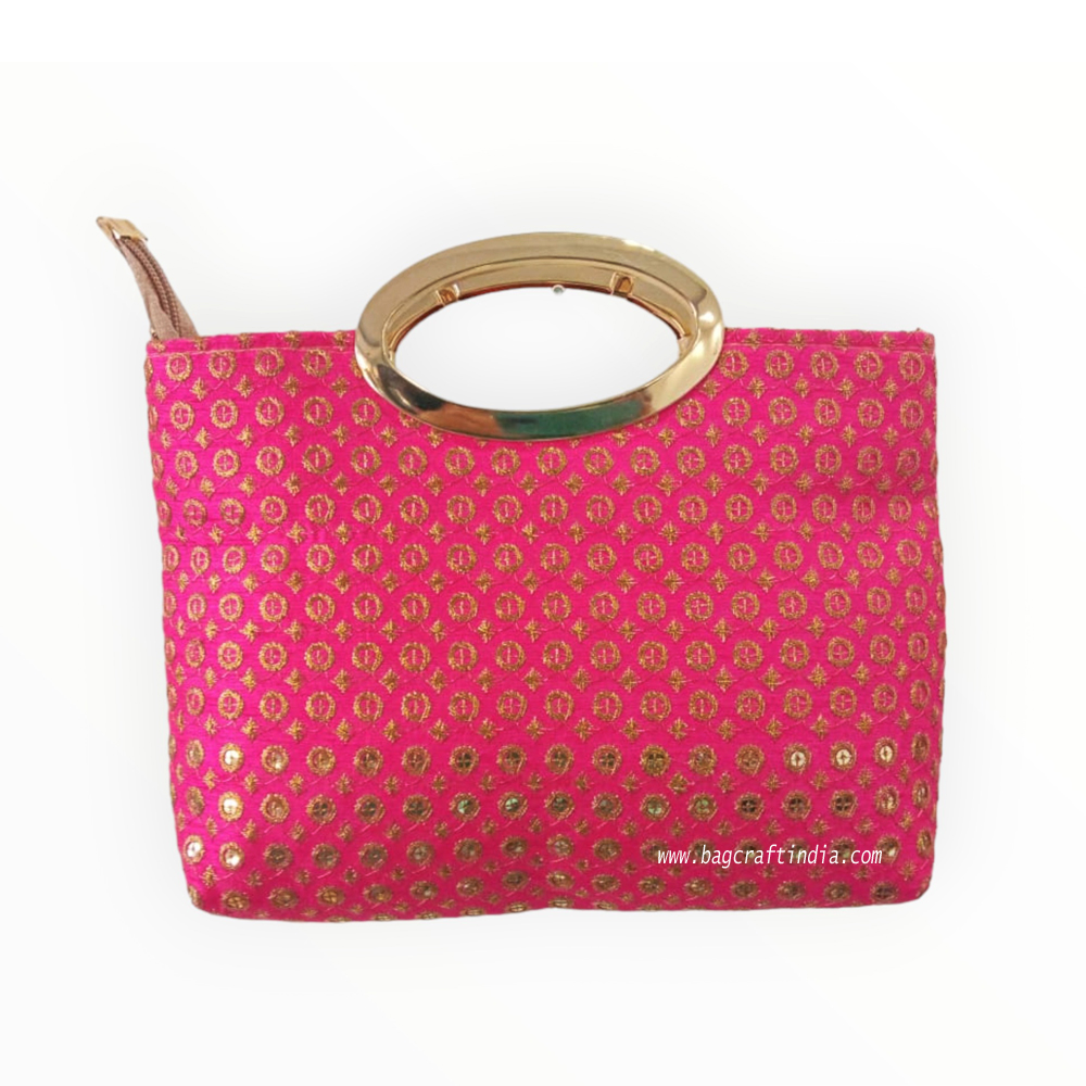 Charming pink colour mini handbag with long gold metal / ECO leather c – DS  Creabags