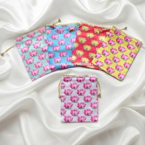 Lotus Print Potli Bags for Gift