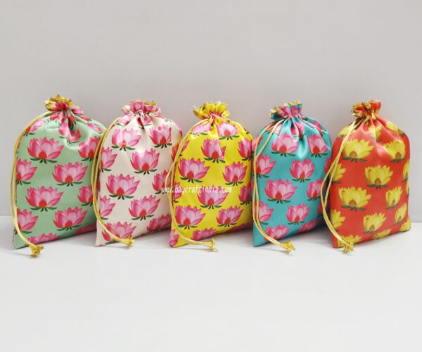 Lotus Print Potli Bags for Gift