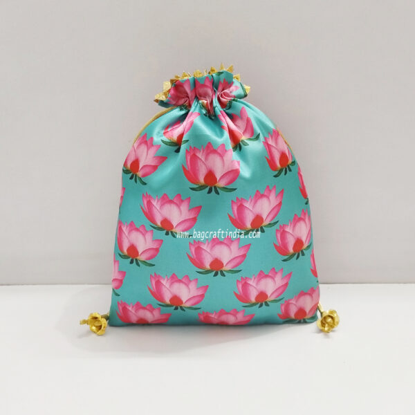 Lotus Print Potli Bags for Gift